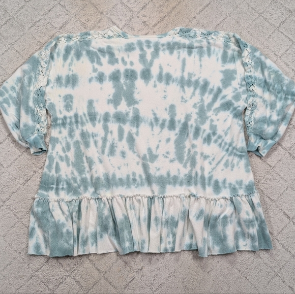Free People Dress Womens S White Green Jade Tie Dye Aurora Sweatshirt Chic Boho - Picture 10 of 10